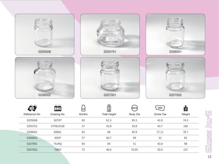 Clear Glass Food Jars 50ml - 85ml